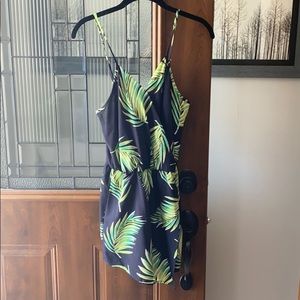 Palm leaf spaghetti strap romper